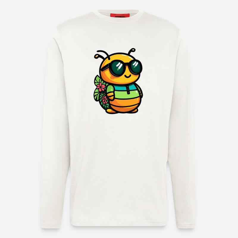 Wurm Comic Urlaub - Langarmshirt - made by SPREAD  - OFF WHITE
