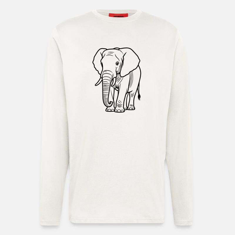 éléphant - Manches longues bio décontracté fabriqué en UE - OFF WHITE