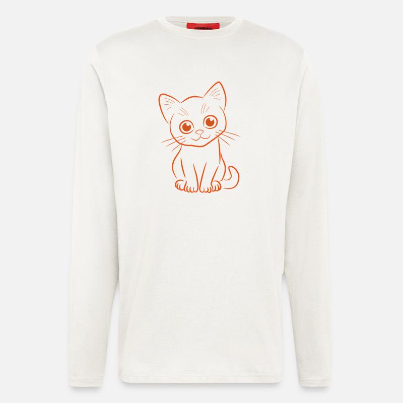 Kitten in orange - Longsleeve - made by SPREAD - OFF WHITE