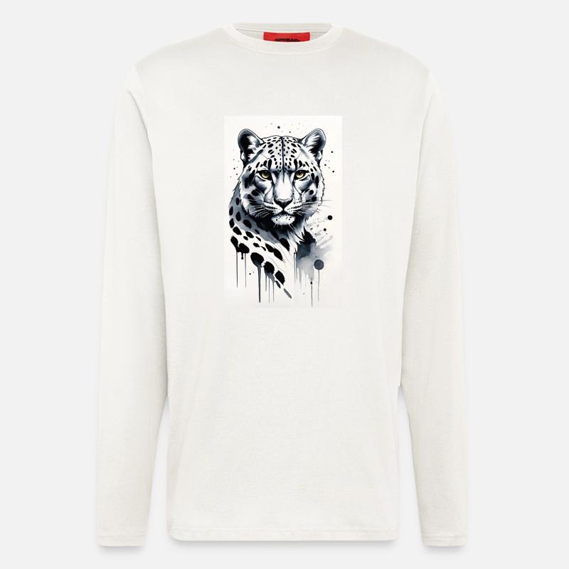Schneeleopard | Leopard | Raubtier - Langarmshirt - made by SPREAD - OFF WHITE