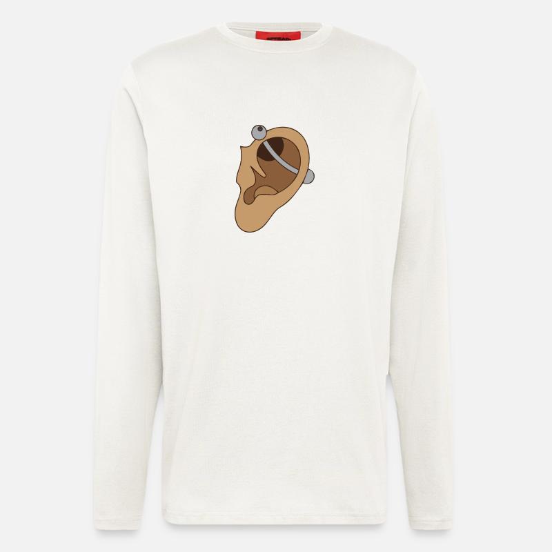 Ohrpiercing - Piercing - Langarmshirt - made by SPREAD  - OFF WHITE