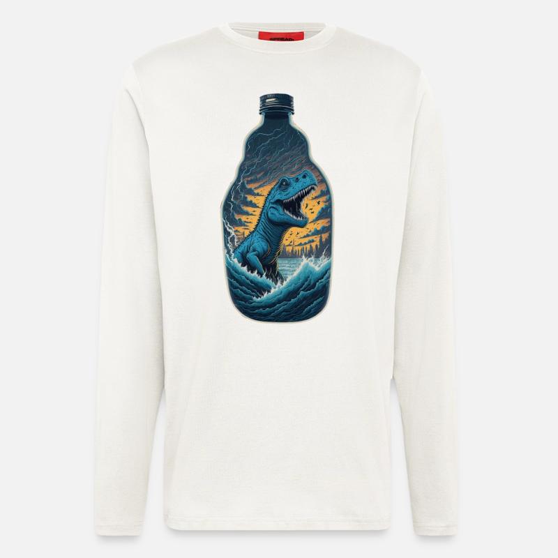 T Rex Dinosaurier Flasche - Langarmshirt - made by SPREAD  - OFF WHITE