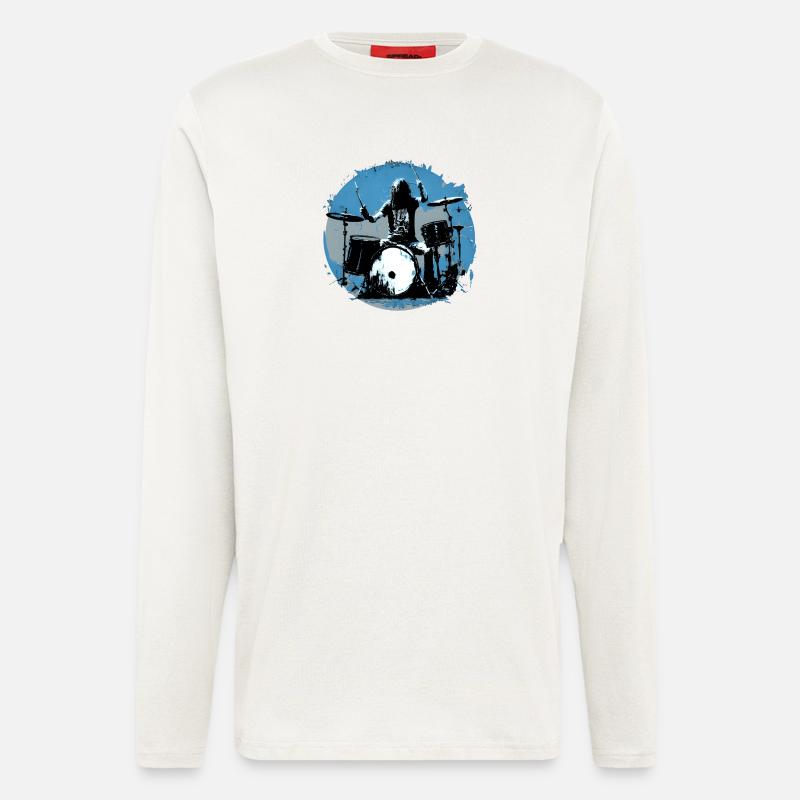 Drummer crazy blue - Langarmshirt - made by SPREAD  - OFF WHITE