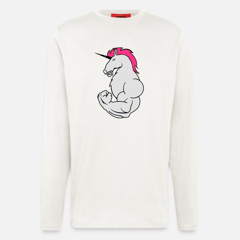 bodybuilding_einhorn_02 - Longsleeve - made by SPREAD  - OFF WHITE