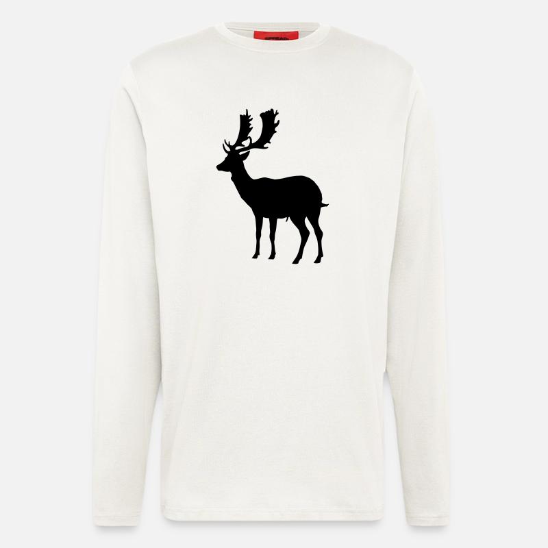hirsch - geweih - jagd - jäger - Langarmshirt - made by SPREAD  - OFF WHITE