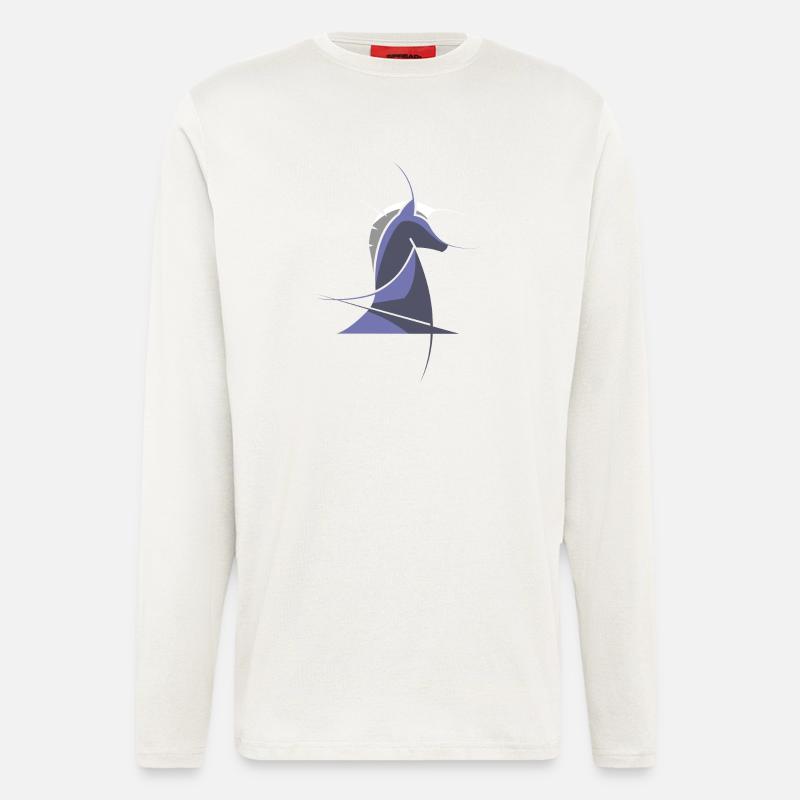 Schachpferd modern – Abstraktes Chess Design - Langarmshirt - made by SPREAD  - OFF WHITE