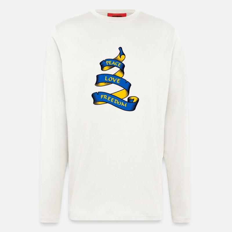 Curl-Banner mit Text Ukraine - Langarmshirt - made by SPREAD  - OFF WHITE