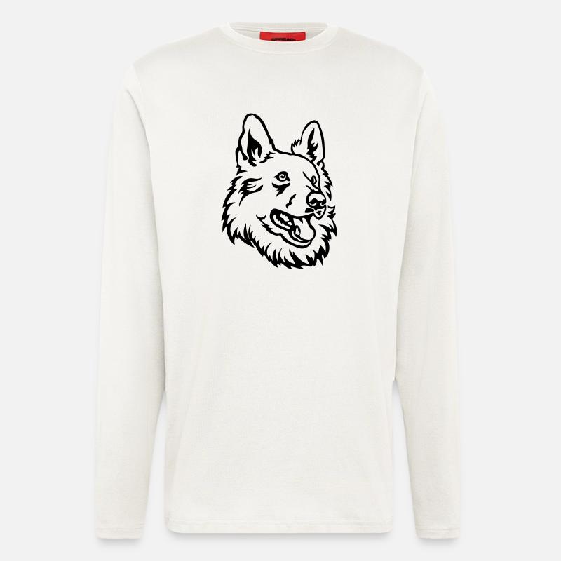 Schweizer Schäferhund Kopf - Langarmshirt - made by SPREAD  - OFF WHITE