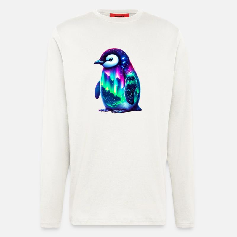 Aurora Borealis Pinguin - Langarmshirt - made by SPREAD  - OFF WHITE