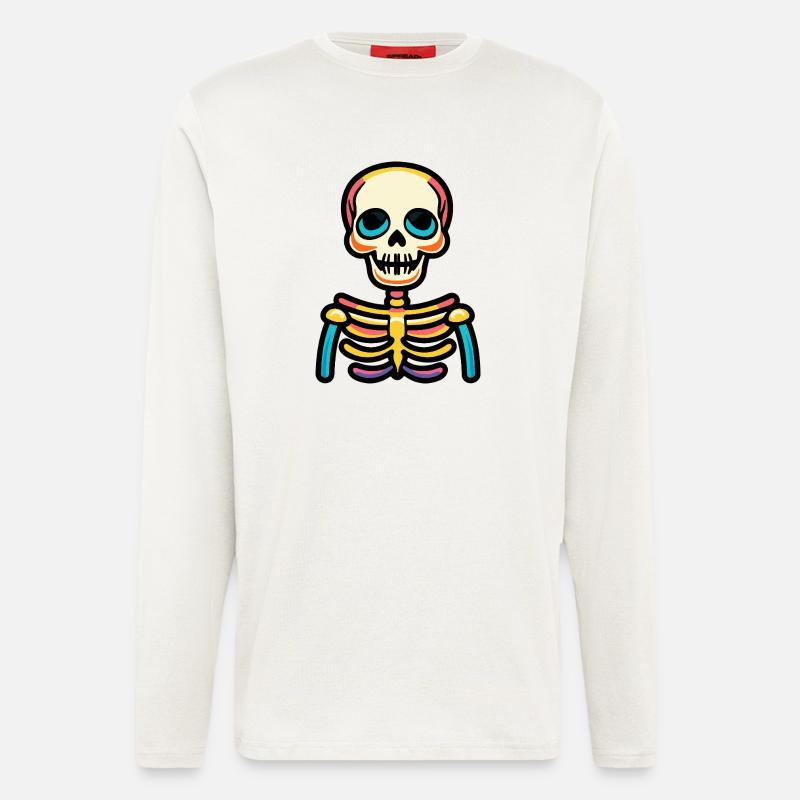 Skelett Halloween Comic - Langarmshirt - made by SPREAD  - OFF WHITE