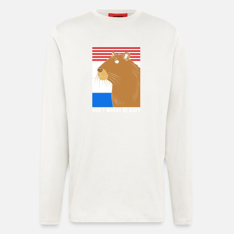 Ne t’inquiète pas, sois capy capybara - Manches longues bio décontracté fabriqué en UE - OFF WHITE
