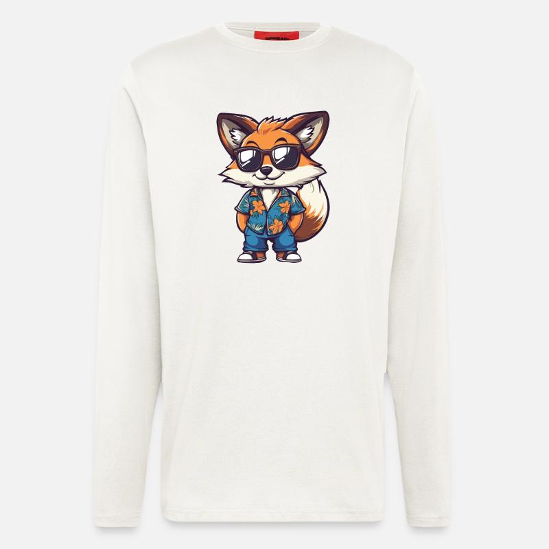Fuchs Comic Urlaub - Langarmshirt - made by SPREAD  - OFF WHITE