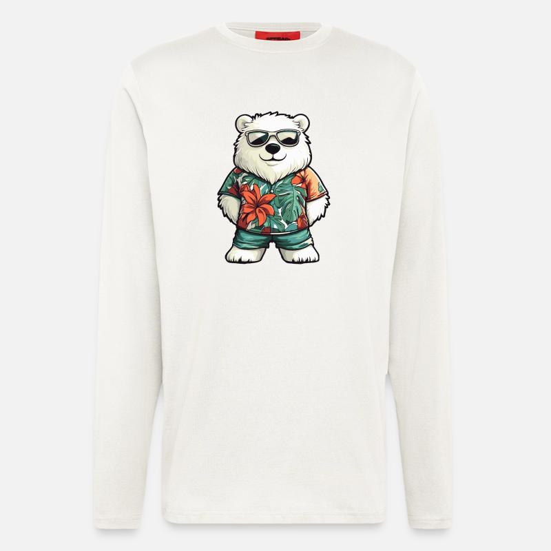 Eisbär Comic Urlaub - Langarmshirt - made by SPREAD  - OFF WHITE