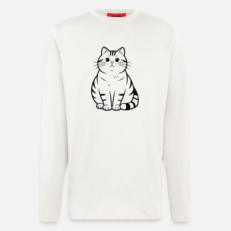 fat cute cat - Longsleeve - made by SPREAD  - OFF WHITE
