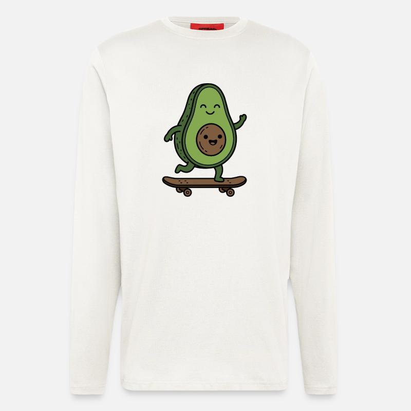 Advocado Skateboard - Manches longues bio décontracté fabriqué en UE - OFF WHITE
