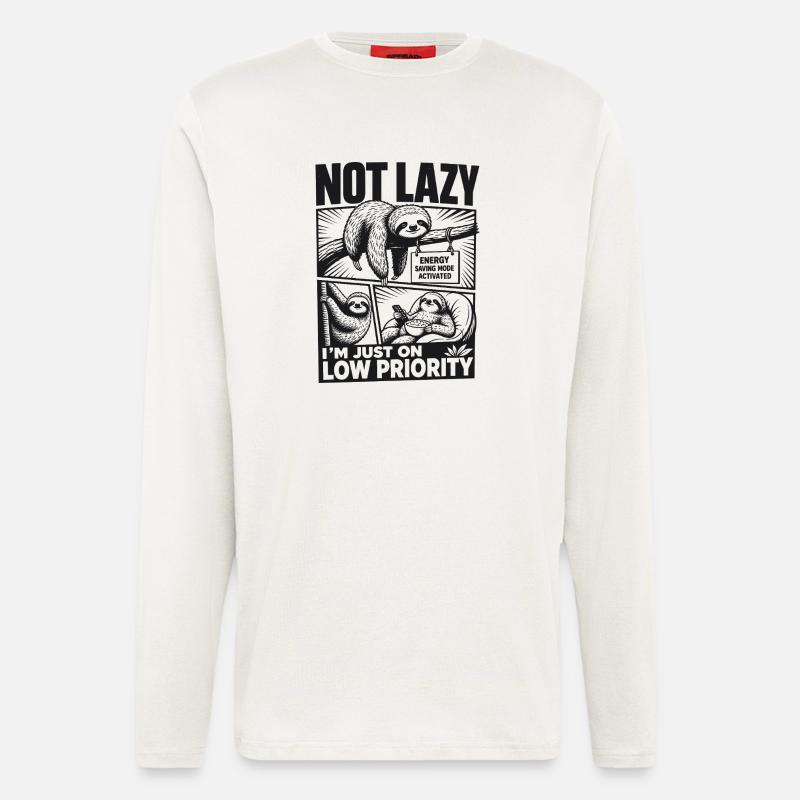 Not Lazy Low Priority Sloth - Longsleeve - made by SPREAD  - OFF WHITE