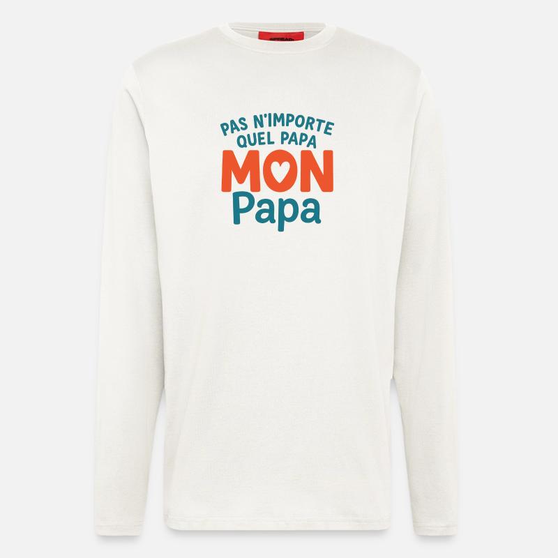 Mon Papa Unique  - Manches longues bio décontracté fabriqué en UE - OFF WHITE