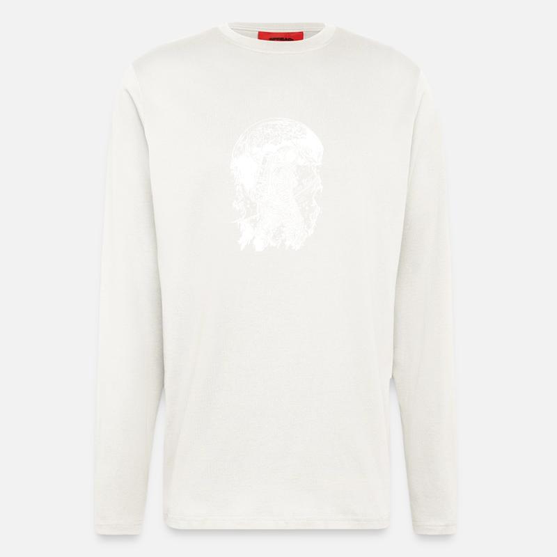 Astronaute au clair de lune - Manches longues bio décontracté fabriqué en UE - OFF WHITE