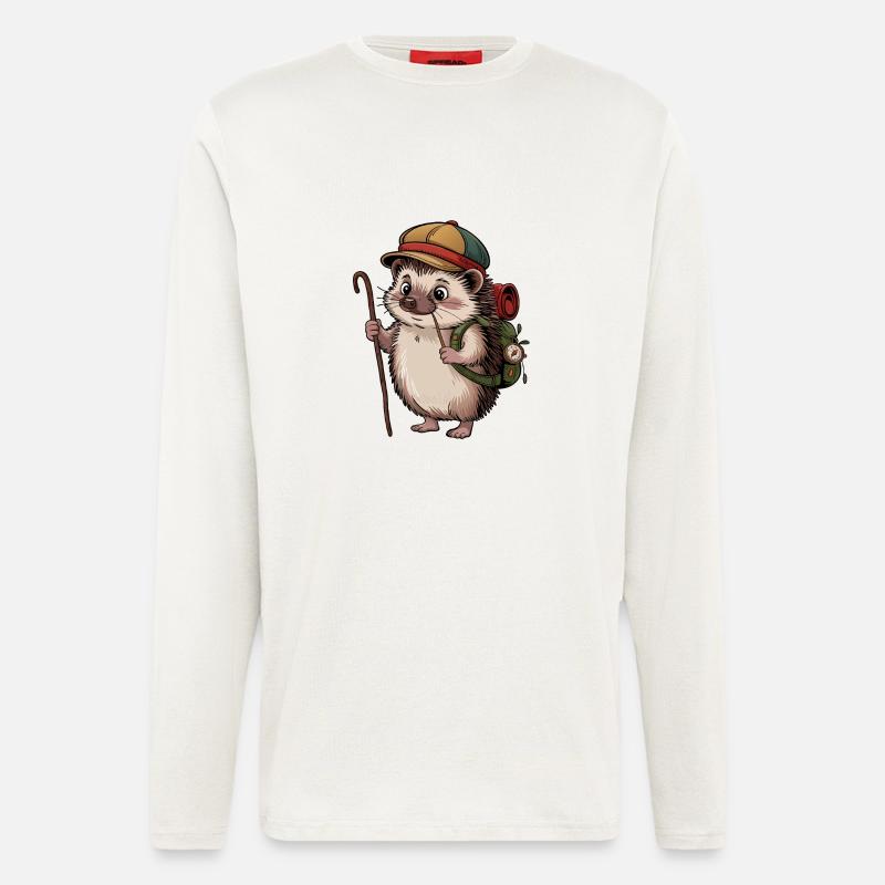 Igel mit Rucksack auf Wanderschaft - Langarmshirt - made by SPREAD - OFF WHITE