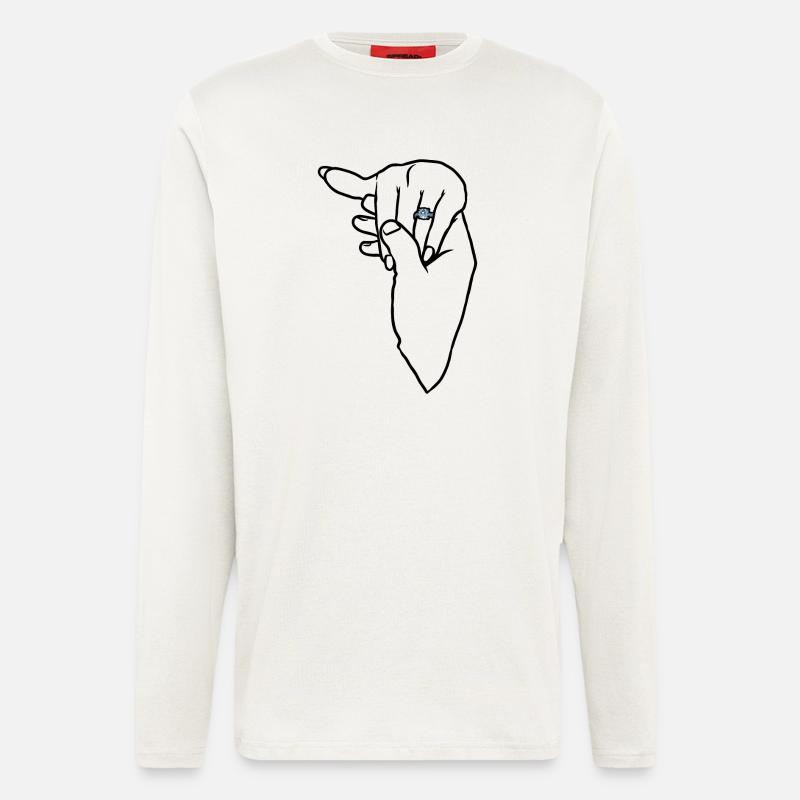 Verlobungs-Ehering-Hand - Langarmshirt - made by SPREAD  - OFF WHITE