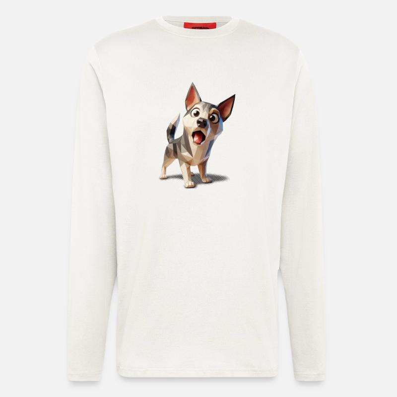 Überraschter Hundewelpe lowpoly - Langarmshirt - made by SPREAD  - OFF WHITE