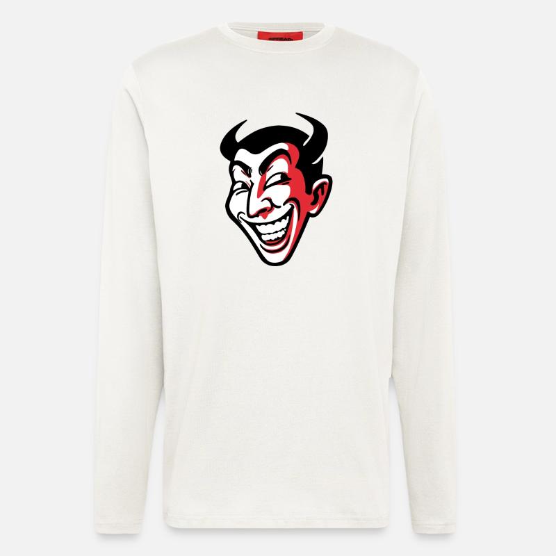 Expressive Smiling Comic Face Design - Longsleeve - made by SPREAD  - OFF WHITE