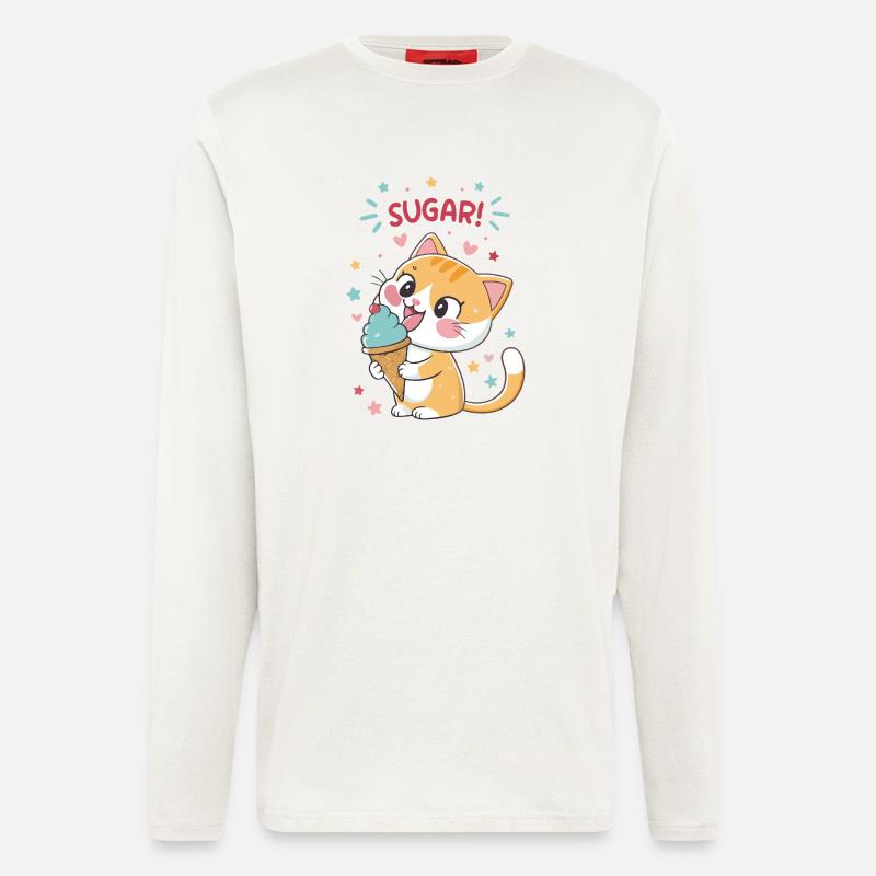 Festliche Gourmet-Katzen-Eiscreme - Langarmshirt - made by SPREAD  - OFF WHITE