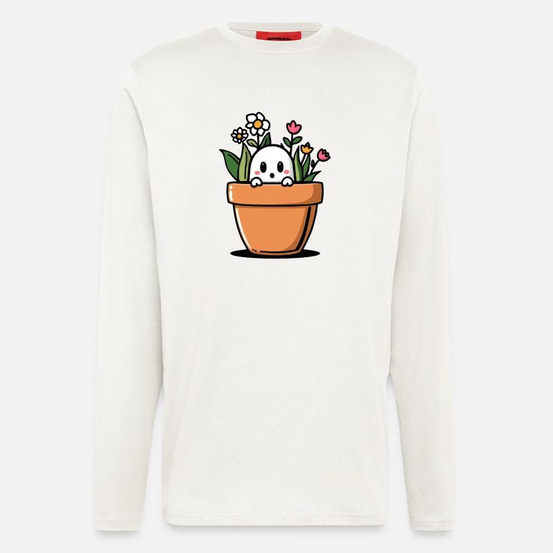 Schüchterner Geist hinter Blumentopf - Langarmshirt - made by SPREAD  - OFF WHITE
