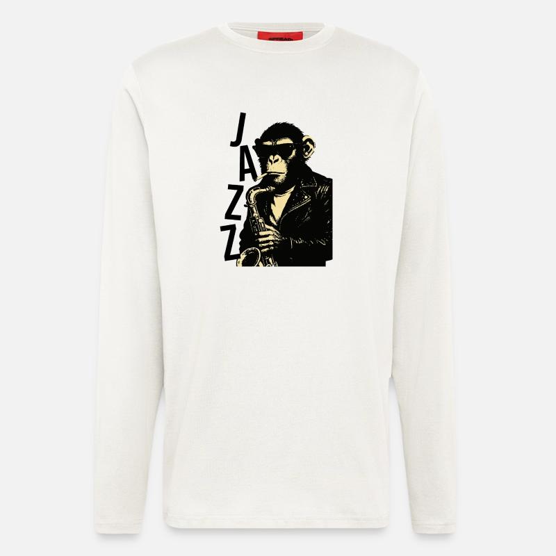 Saxophonaffe spielt Saxophon - Langarmshirt - made by SPREAD  - OFF WHITE