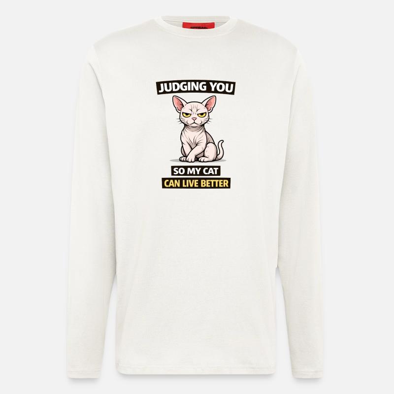 Dich beurteilen, Katze: Leb besser - Langarmshirt - made by SPREAD  - OFF WHITE