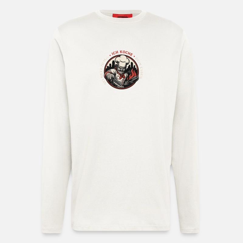 Küchenchef Feuerbadge Retro - Langarmshirt - made by SPREAD  - OFF WHITE