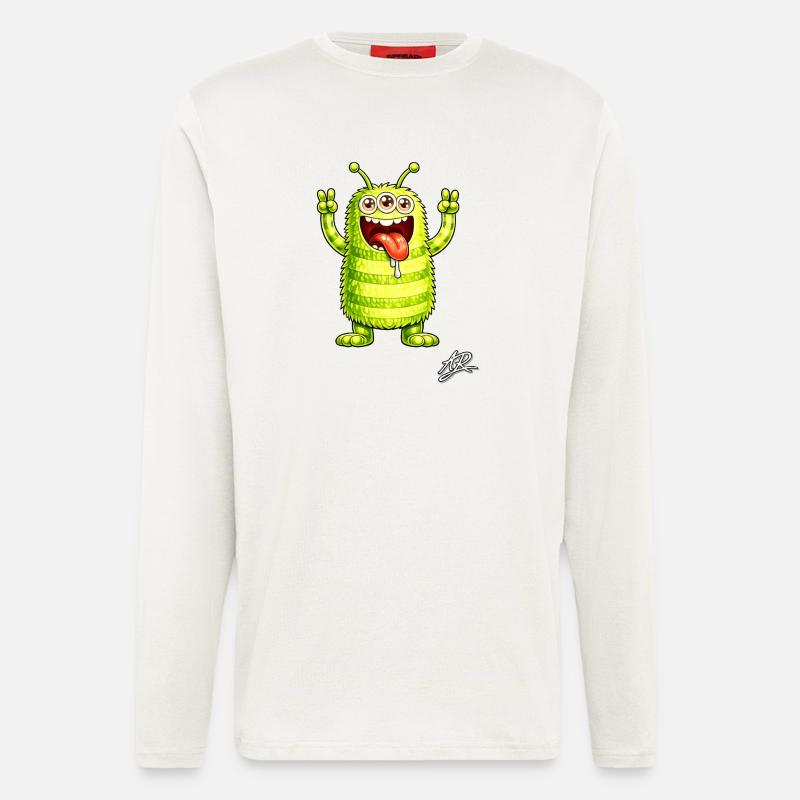 Neon monster three eyes cheerful - Longsleeve - made by SPREAD  - OFF WHITE