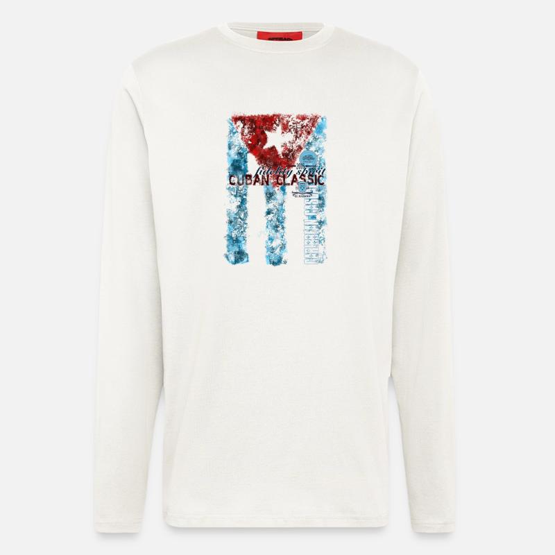 Cuban Classic Flagg - Langarmshirt - made by SPREAD  - OFF WHITE