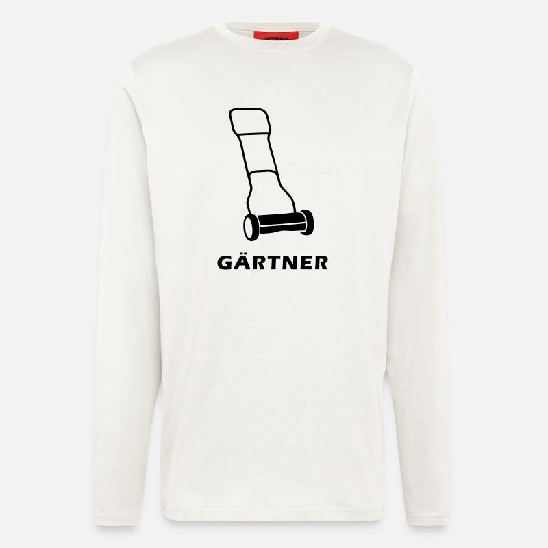 Gärtner mit Rasenmäher - Longsleeve - made by SPREAD  - OFF WHITE