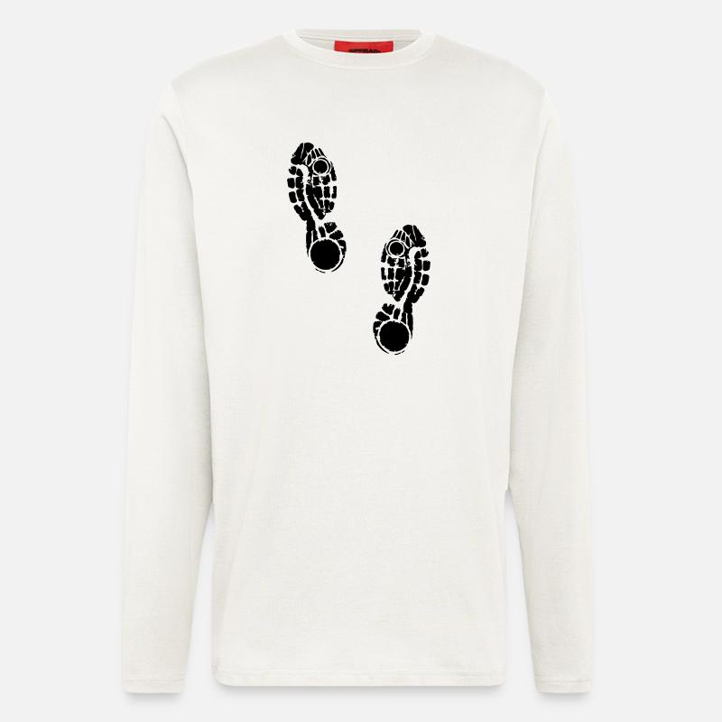 Empreinte de pas - Manches longues bio décontracté fabriqué en UE - OFF WHITE