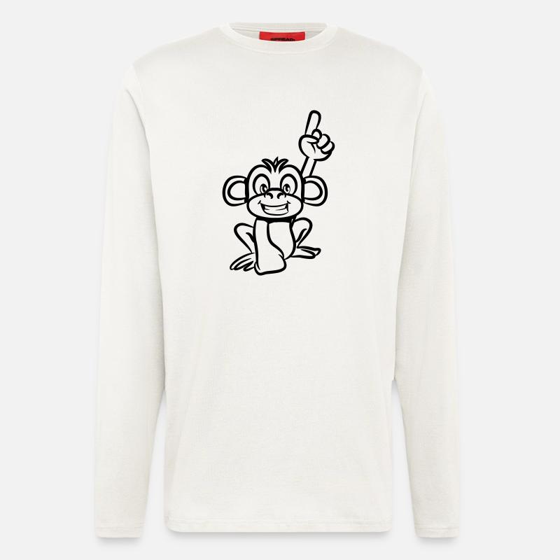 monkey funny forefinger - Longsleeve - made by SPREAD - OFF WHITE