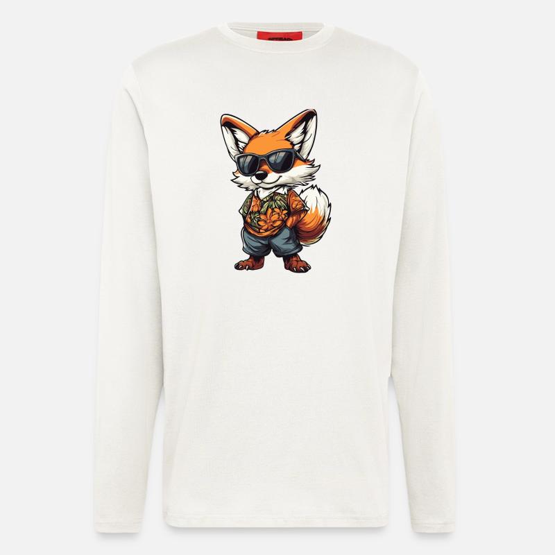 Fuchs Comic Urlaub - Langarmshirt - made by SPREAD  - OFF WHITE