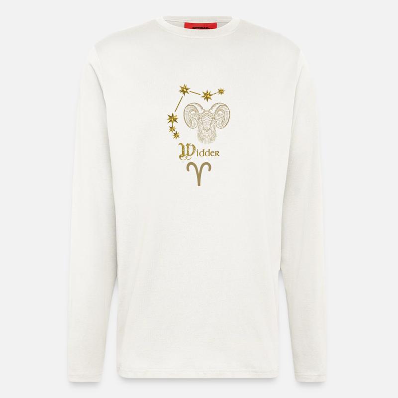 Astrologisches Sternzeichen Widder - Gold - Langarmshirt - made by SPREAD  - OFF WHITE