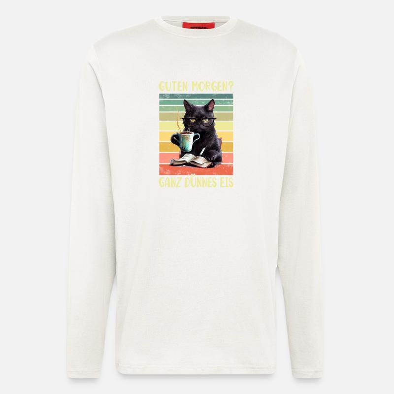 Schwarze Katze Morgenmuffel - Langarmshirt - made by SPREAD  - OFF WHITE