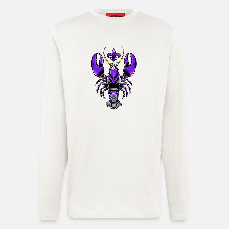 Mardi Gras Languste mit Fleur-de-Lis Design - Langarmshirt - made by SPREAD  - OFF WHITE