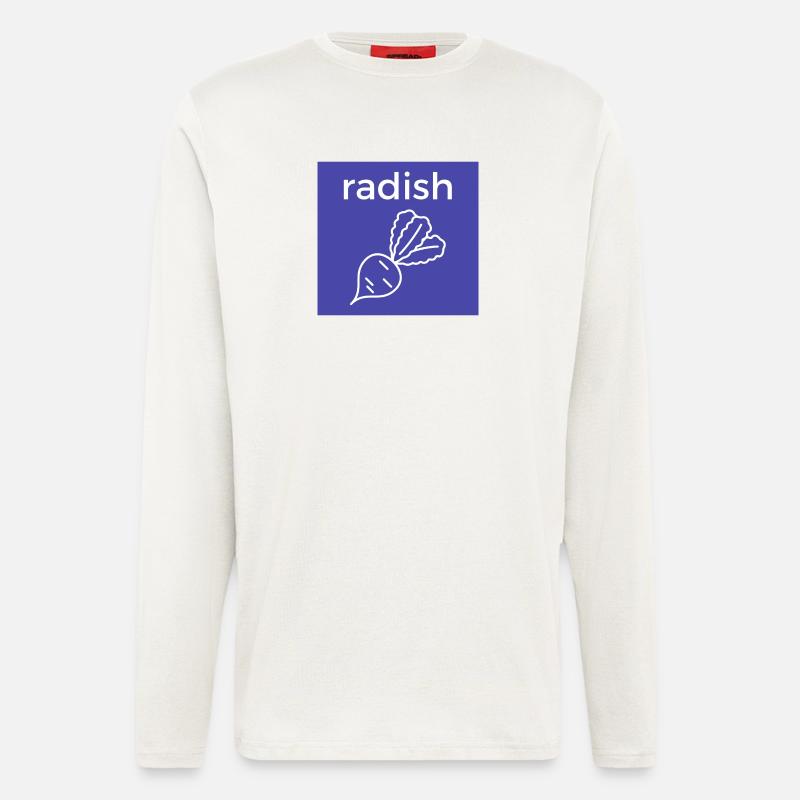 Radieschen Linienstil auf Blau - Langarmshirt - made by SPREAD  - OFF WHITE