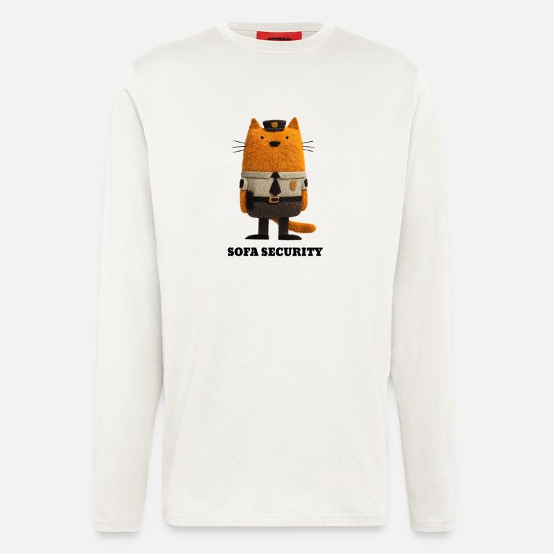 Katze im Security Look - Sofa Security  - Langarmshirt - made by SPREAD  - OFF WHITE