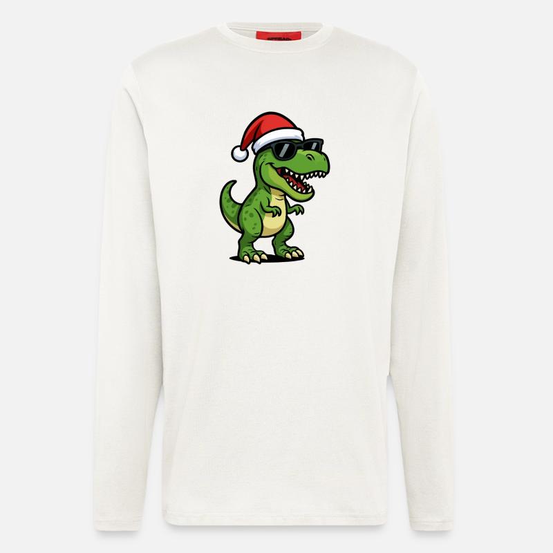 T-Rex Santa mit Sonnenbrille - Langarmshirt - made by SPREAD - OFF WHITE