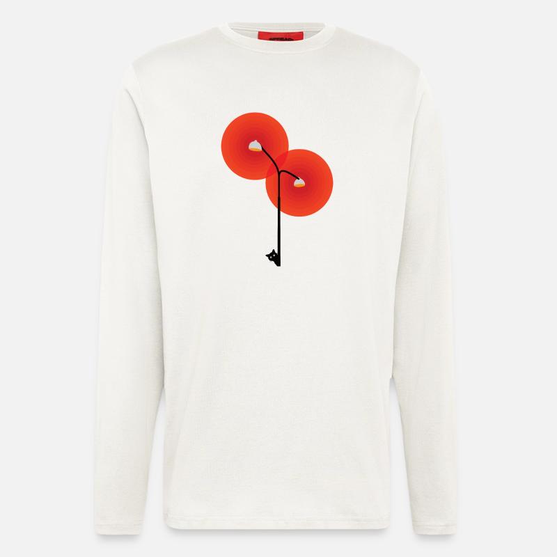 Straßenlaterne mit Katze - Langarmshirt - made by SPREAD  - OFF WHITE