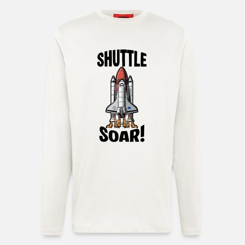 Navette Spatiale Décollage Shuttle Soar - Manches longues bio décontracté fabriqué en UE - OFF WHITE