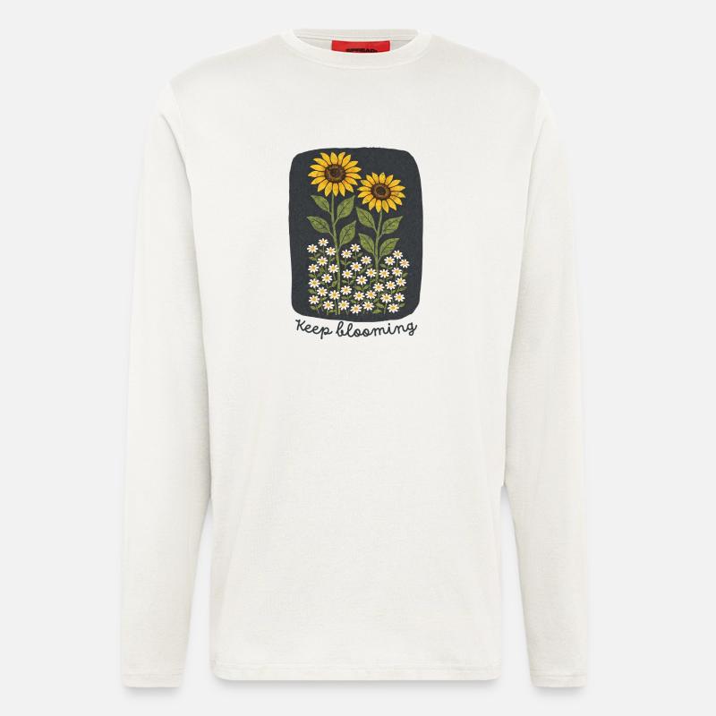 Sonnenblumen und Gänseblümchen - Langarmshirt - made by SPREAD  - OFF WHITE