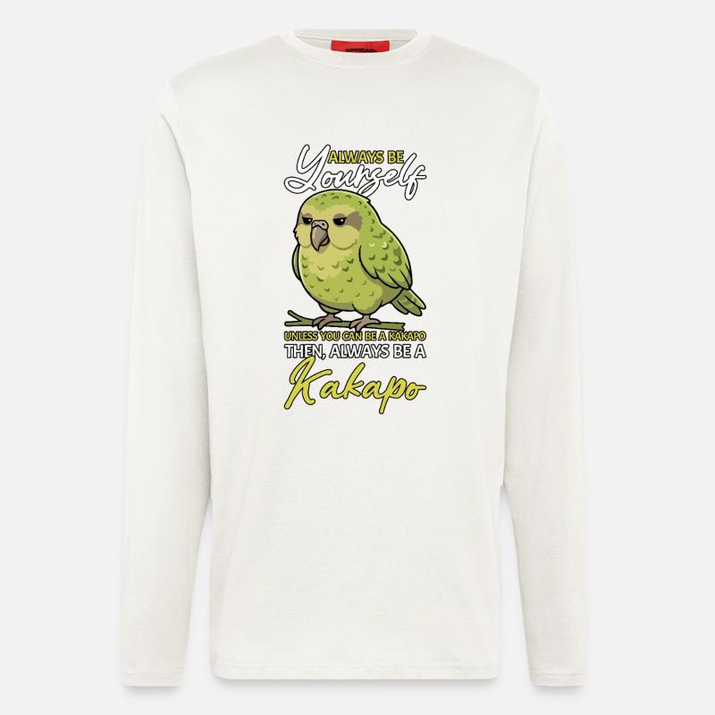 Sei immer du selbst, Kakapo Neuseeland - Langarmshirt - made by SPREAD  - OFF WHITE