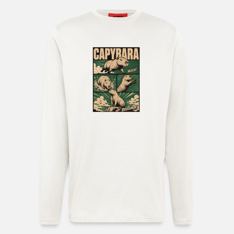 Chilliges Capybara Comic - Langarmshirt - made by SPREAD  - OFF WHITE