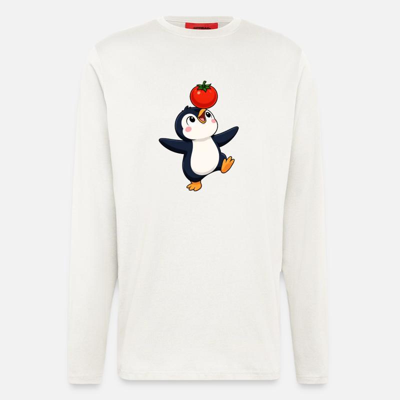 Cute Penguin Dancing Vegetables Joy Cartoon - Longsleeve - made by SPREAD - OFF WHITE