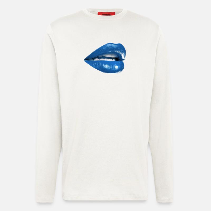 Bold Blue Lips Graphic - Longsleeve - made by SPREAD - OFF WHITE